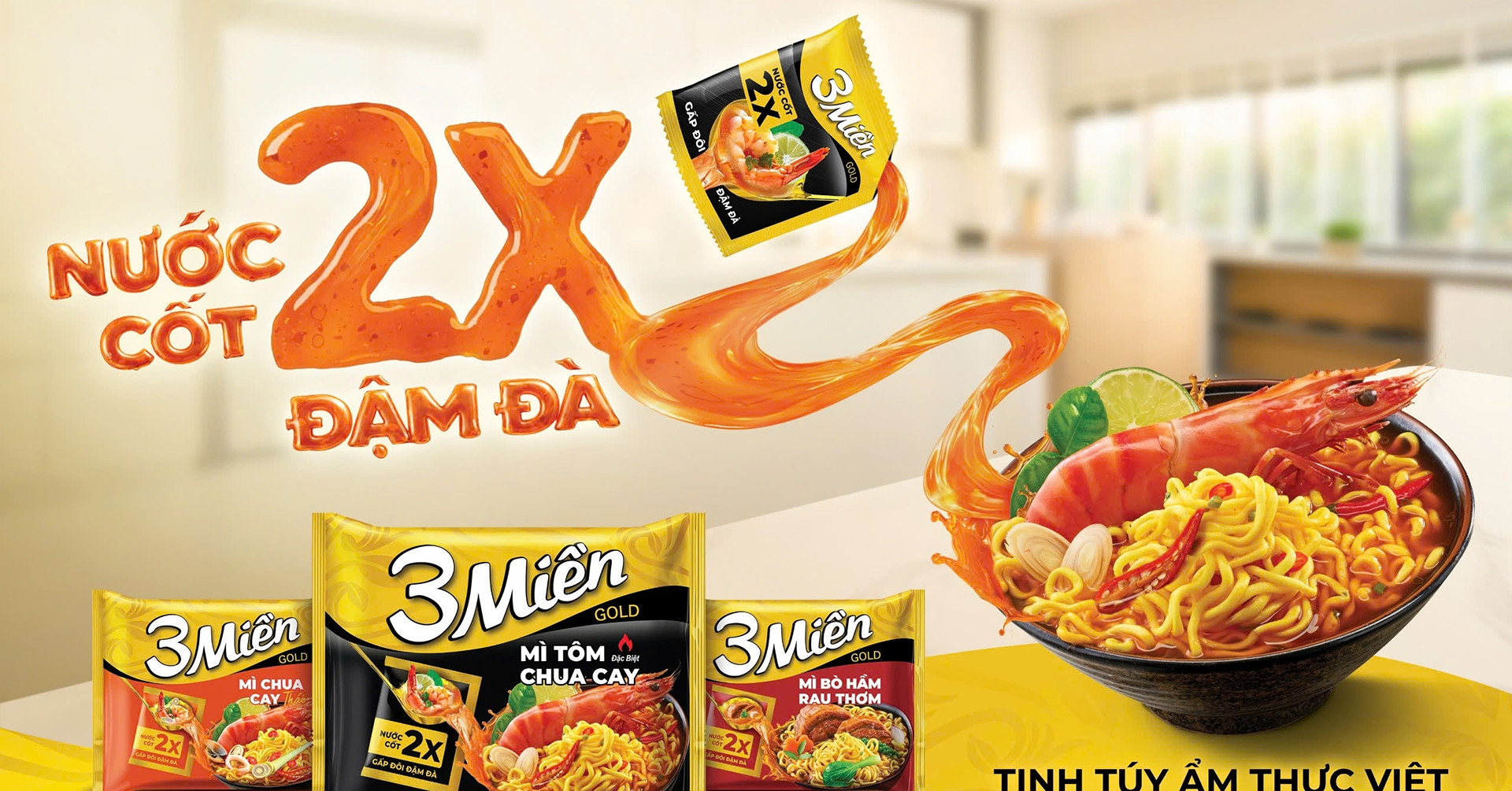 Bí quyết từ gói nước cốt 2X gấp đôi đậm đà từ mì 3 Miền