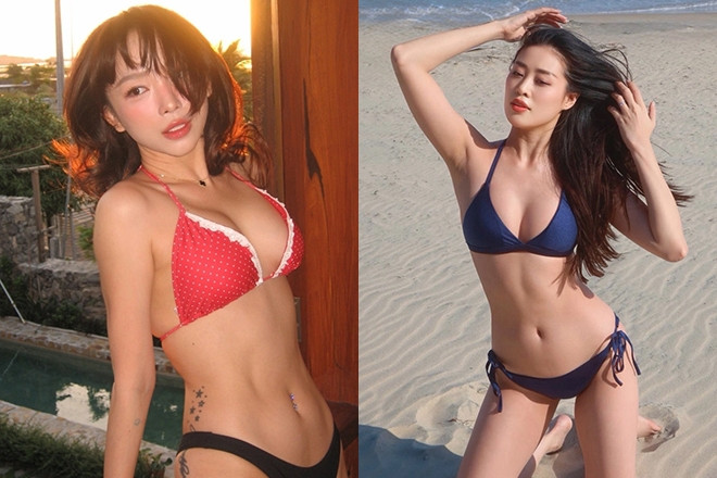 Ca sĩ Tóc Tiên và hoa hậu Khánh Vân diện bikini sexy nghẹt thở