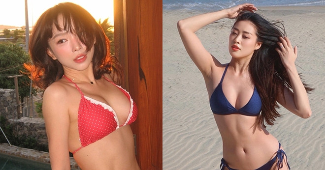 Ca sĩ Tóc Tiên và hoa hậu Khánh Vân diện bikini sexy nghẹt thở