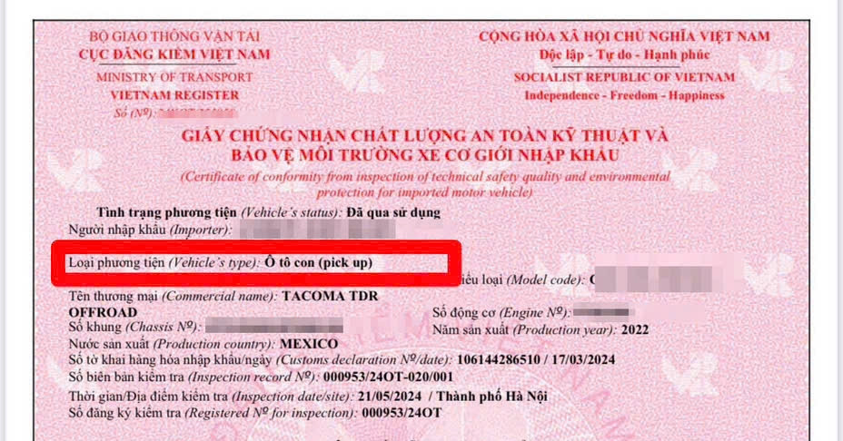 Cục CSGT nêu rõ cách phân biệt xe bán tải là xe con hay xe tải