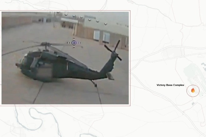 Video dân quân thân Iran phóng UAV tập kích trực thăng Black Hawk của Mỹ