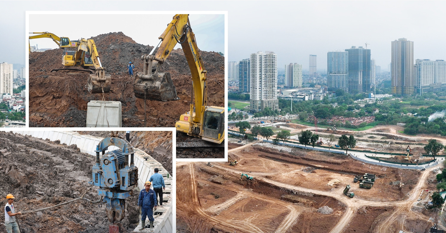 Toàn cảnh hồ chống ngập khẩn cấp tại Hà Nội