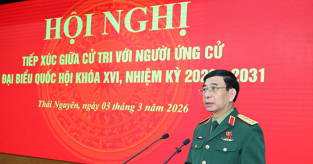 Đại tướng Phan Văn Giang trình bày chương trình hành động với cử tri