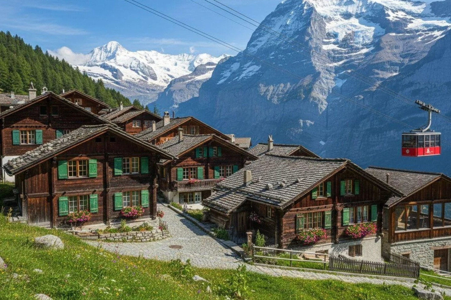  Ngôi làng đẹp như tranh vẽ, không có xe ô tô, du khách đi lại bằng cáp treo 