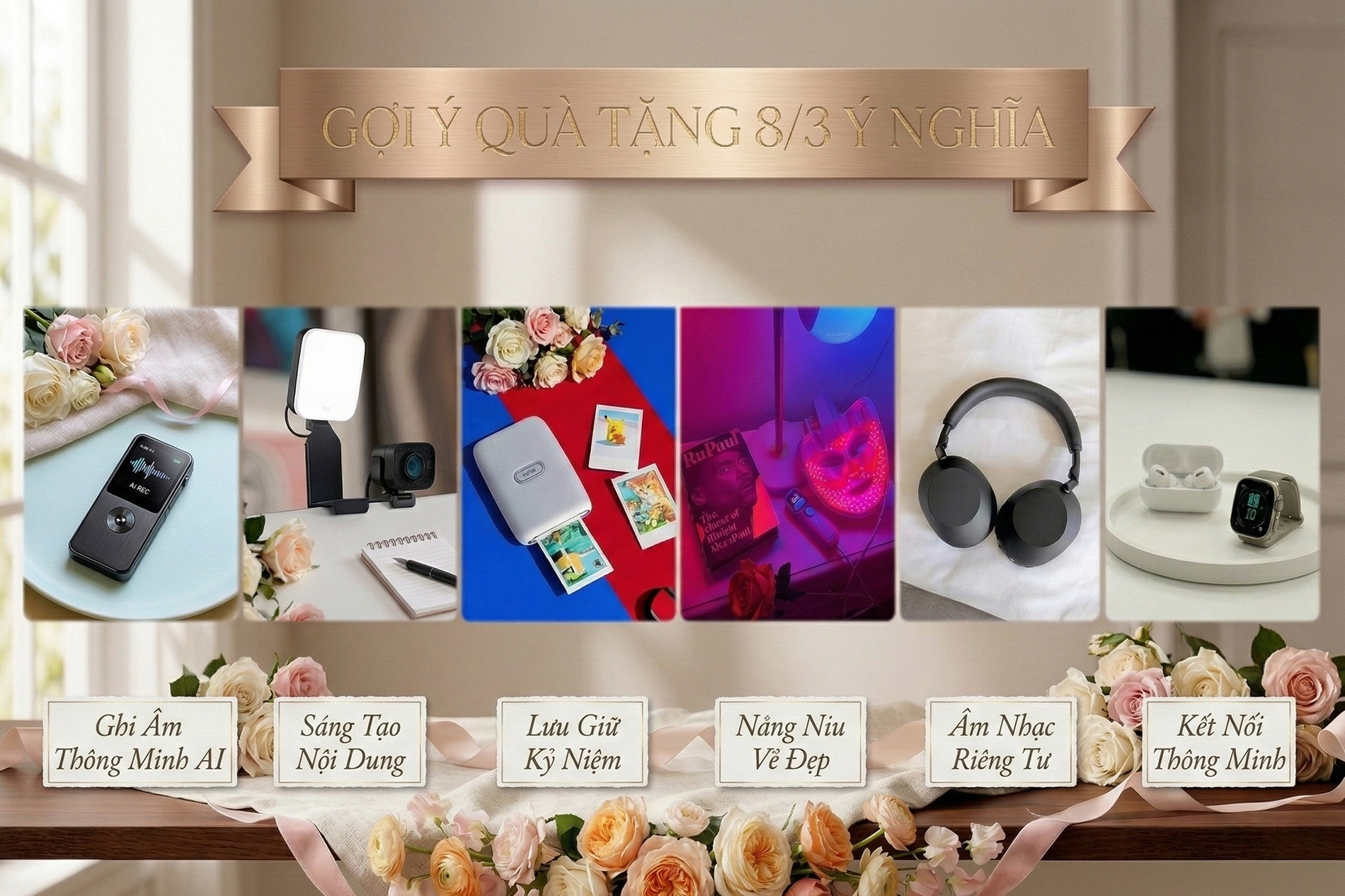 Top quà tặng công nghệ 8/3 ý nghĩa nhất cho mẹ, vợ, người yêu năm 2026