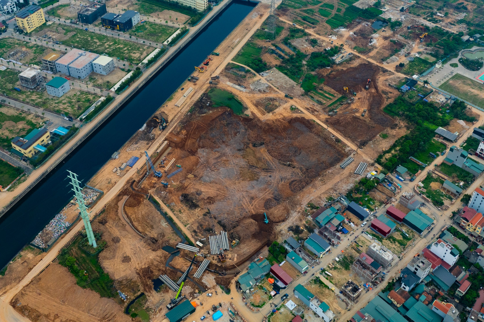 Cận cảnh công trường hồ điều hòa 858 tỷ đồng ở phía Tây Hà Nội