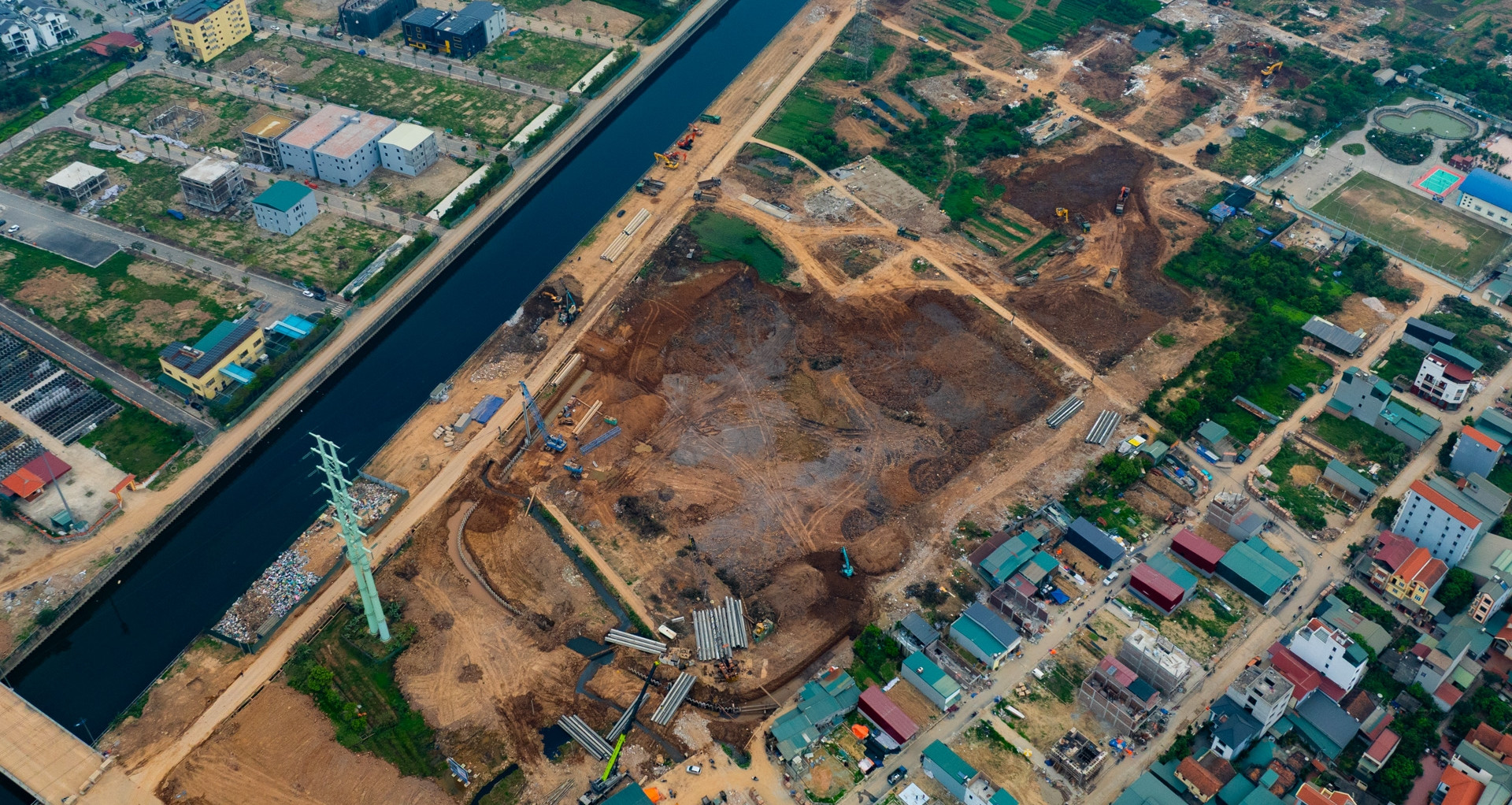 Cận cảnh công trường hồ điều hòa 858 tỷ đồng ở phía Tây Hà Nội