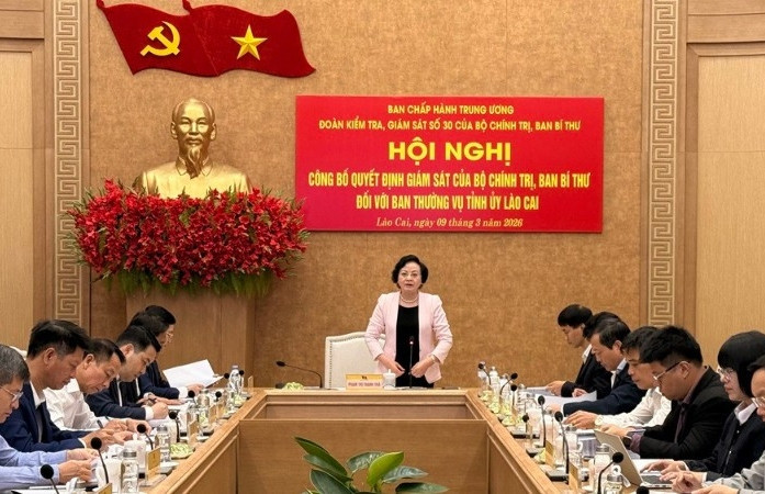 Công bố quyết định kiểm tra, giám sát năm 2026 đối với Ban Thường vụ Tỉnh ủy Lào Cai