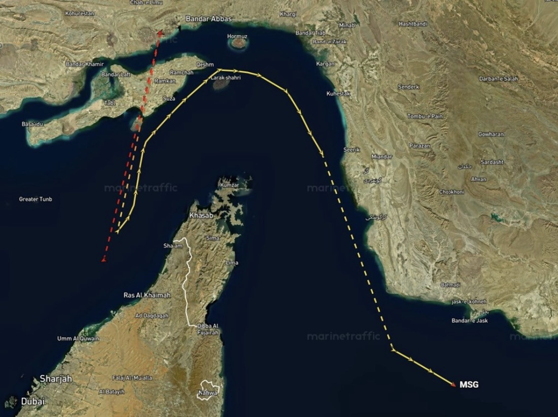 Eo biển Hormuz. Ảnh: Marine Traffic