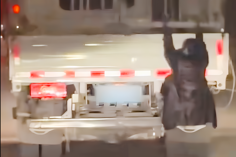 Nghi chồng ngoại tình, vợ bám vào xe tải đi đánh ghen