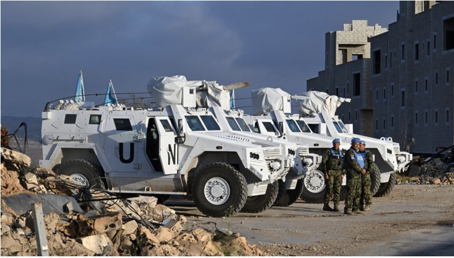 Xe của lực lượng gìn giữ hòa bình Liên Hợp Quốc. Ảnh: Anadolu