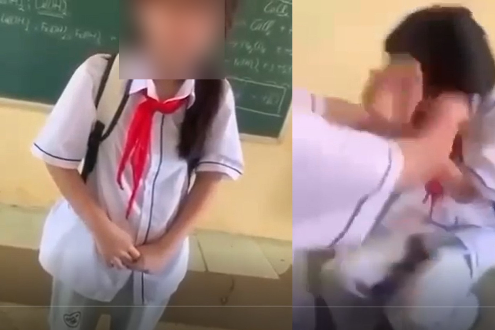 Nữ sinh ở Thanh Hóa bị nhóm bạn dùng ghế đánh vào đầu, bắt cởi áo giữa lớp