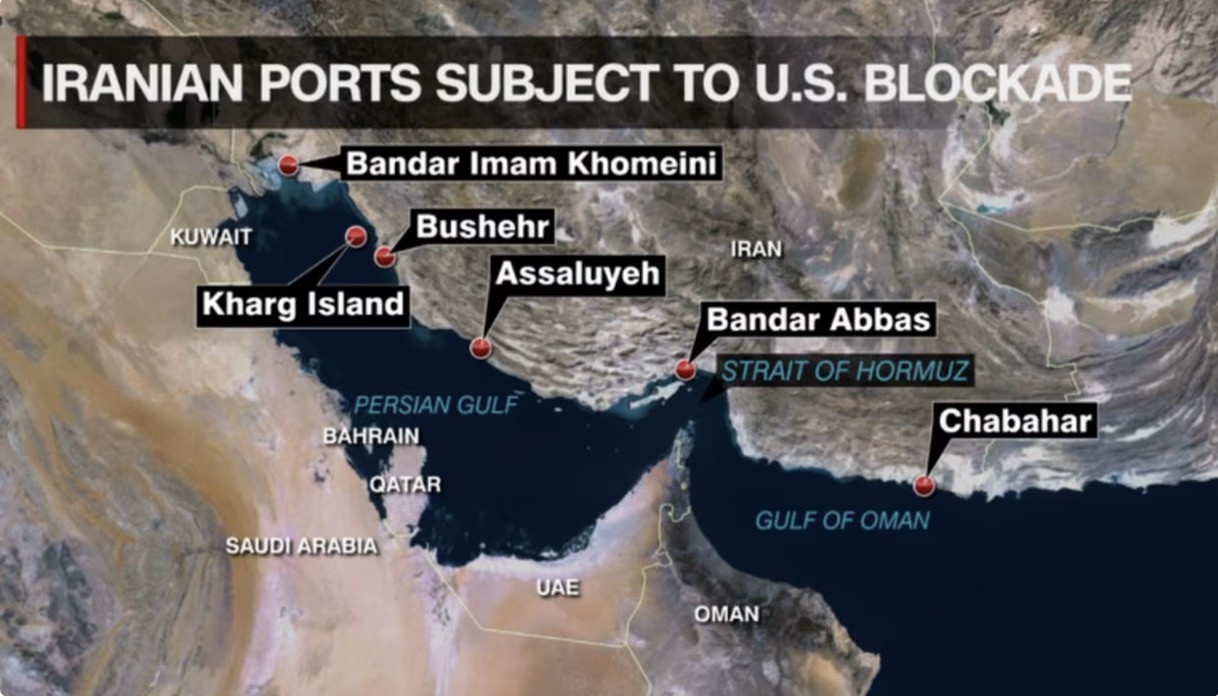 Mỹ phong tỏa các cảng biển của Iran. Ảnh: CNN