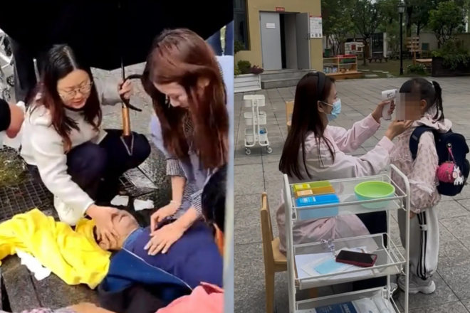 Cô gái quỳ giữa mưa cứu người lạ gây xúc động