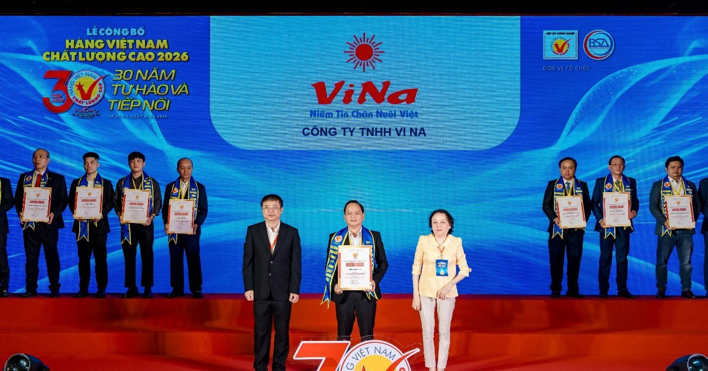 Vinafeed được vinh danh hàng Việt Nam chất lượng cao 2026