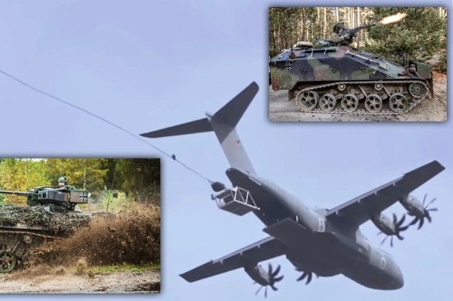 Cận cảnh xe tăng mini của Đức 'nhảy dù' từ máy bay vận tải