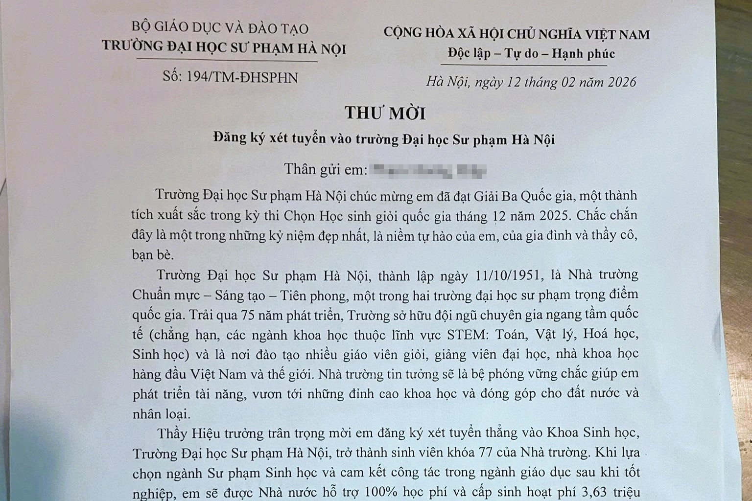 Hiệu trưởng ĐH Sư phạm Hà Nội mời đích danh học sinh đăng ký xét tuyển thẳng từ lớp 11