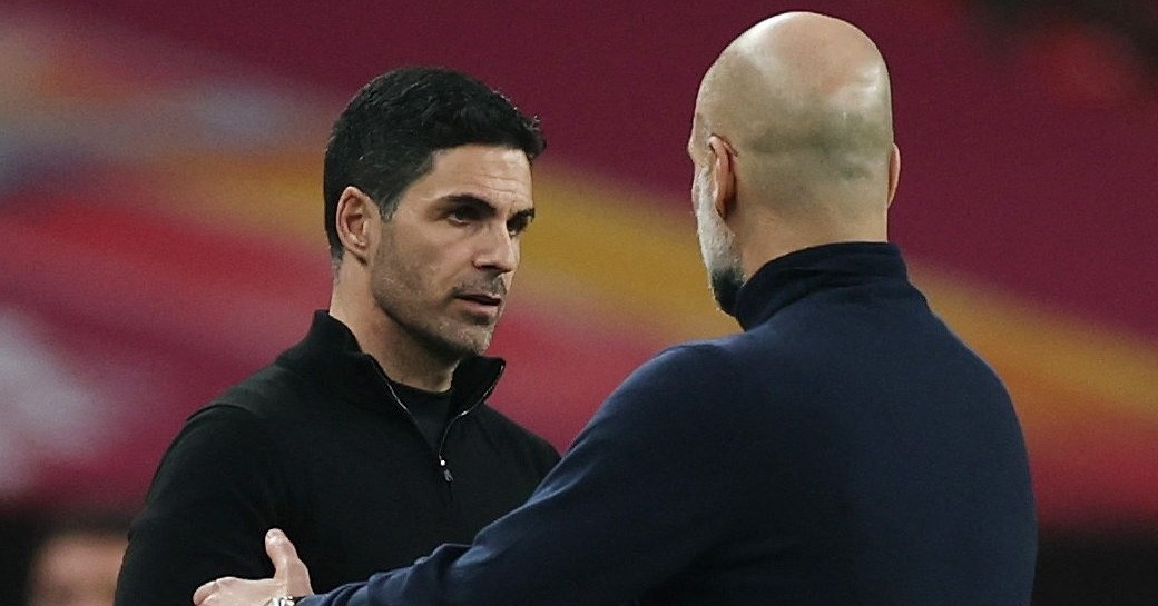 Arteta phản ứng bất ngờ, Pep nói 2 từ sau trận Man City 2-1 Arsenal