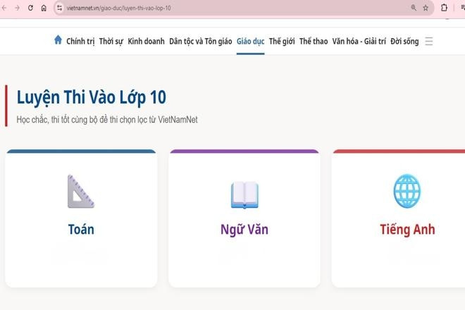Ra mắt chuyên trang Luyện thi trên VietNamNet