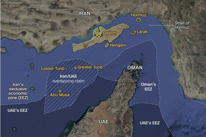 Chuỗi 7 hòn đảo tạo thành 'tuyến phòng thủ chính’ của Iran ở Hormuz