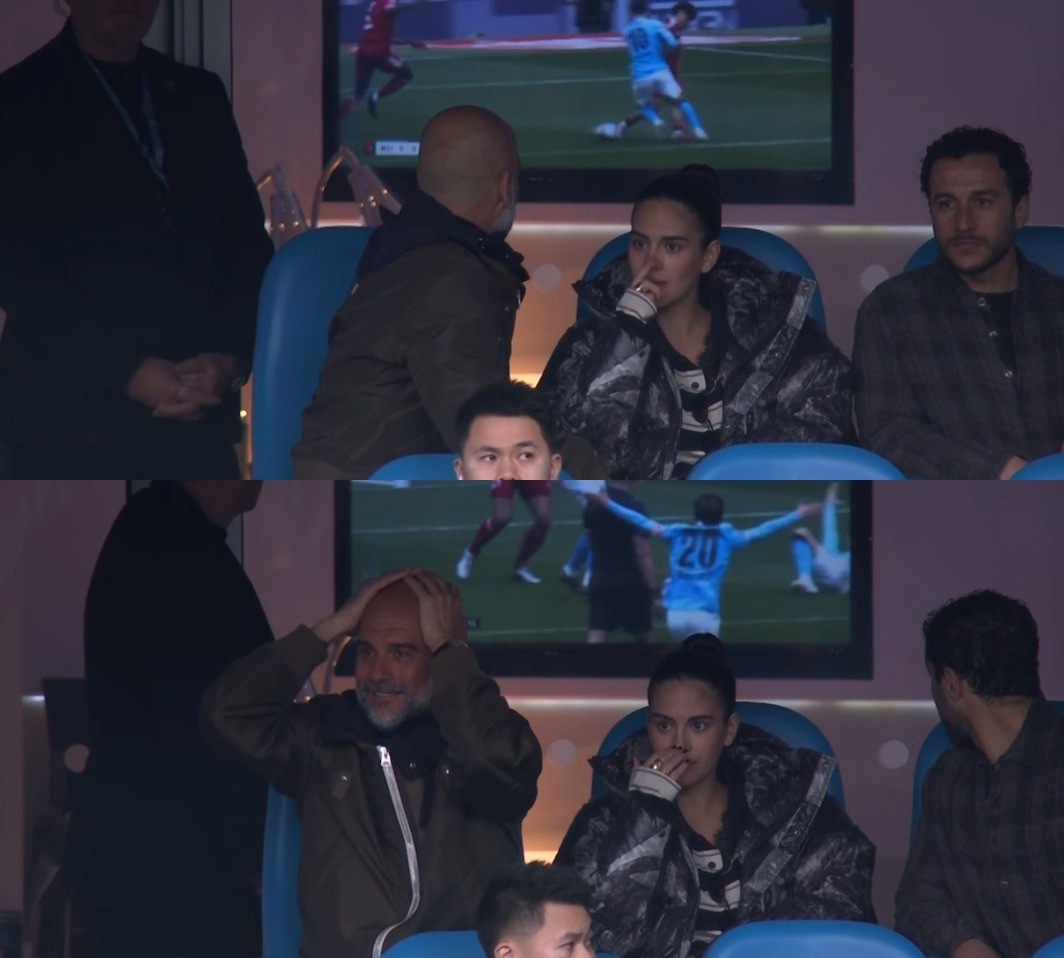 Pep 'khổ sở' trên khán đài, gọi điện chỉ đạo Man City 4-0 Liverpool Pep Guardiola the Touchline 3.jpg