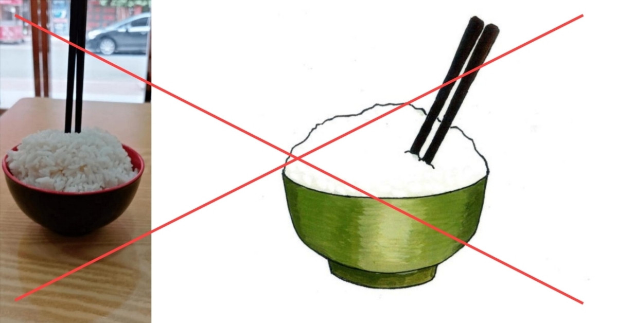Vì sao người xưa kiêng cắm đũa thẳng đứng vào bát cơm?