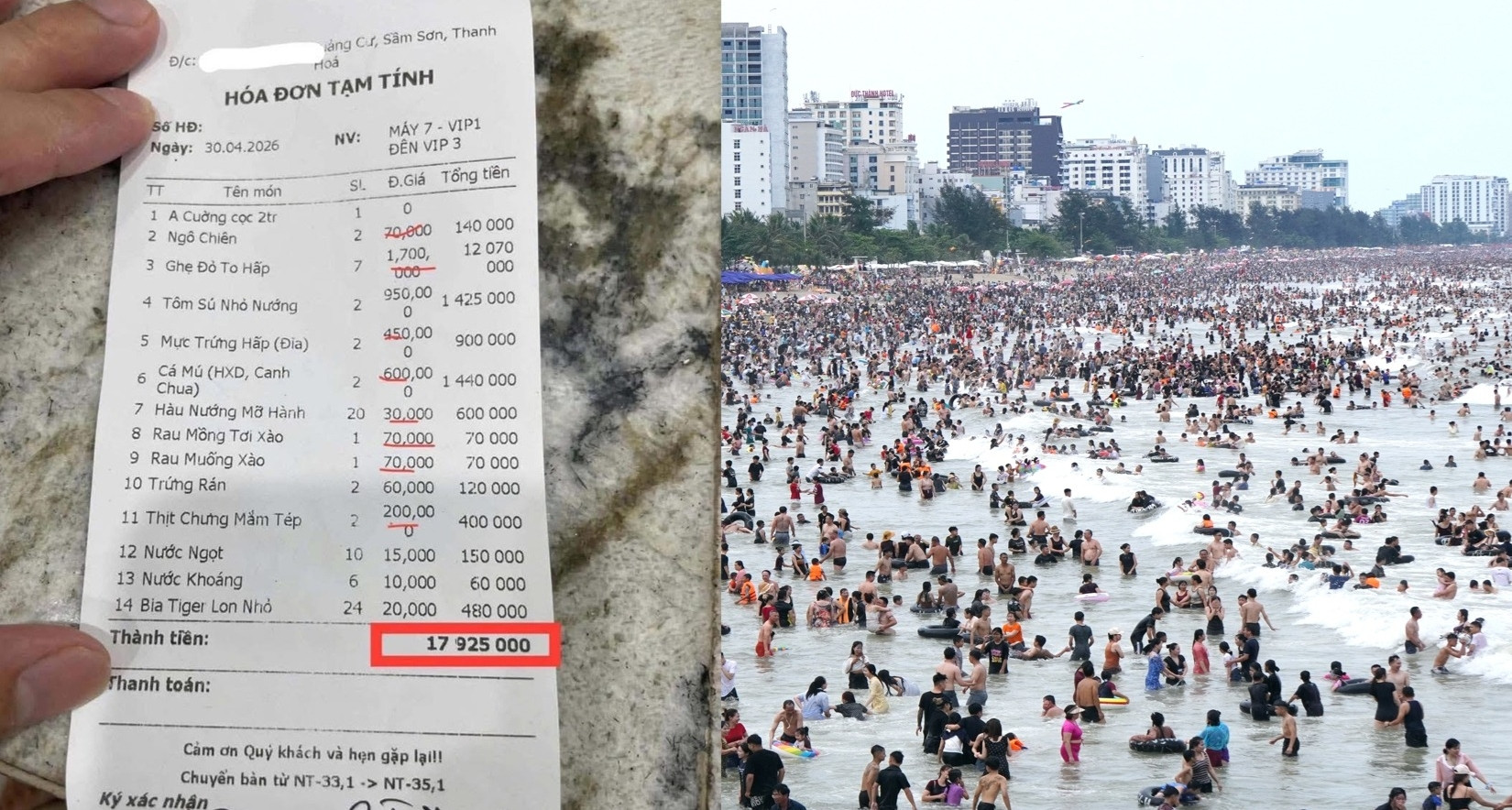 Xác minh hóa đơn gần 18 triệu đồng cho hơn 10 người ăn ở Sầm Sơn