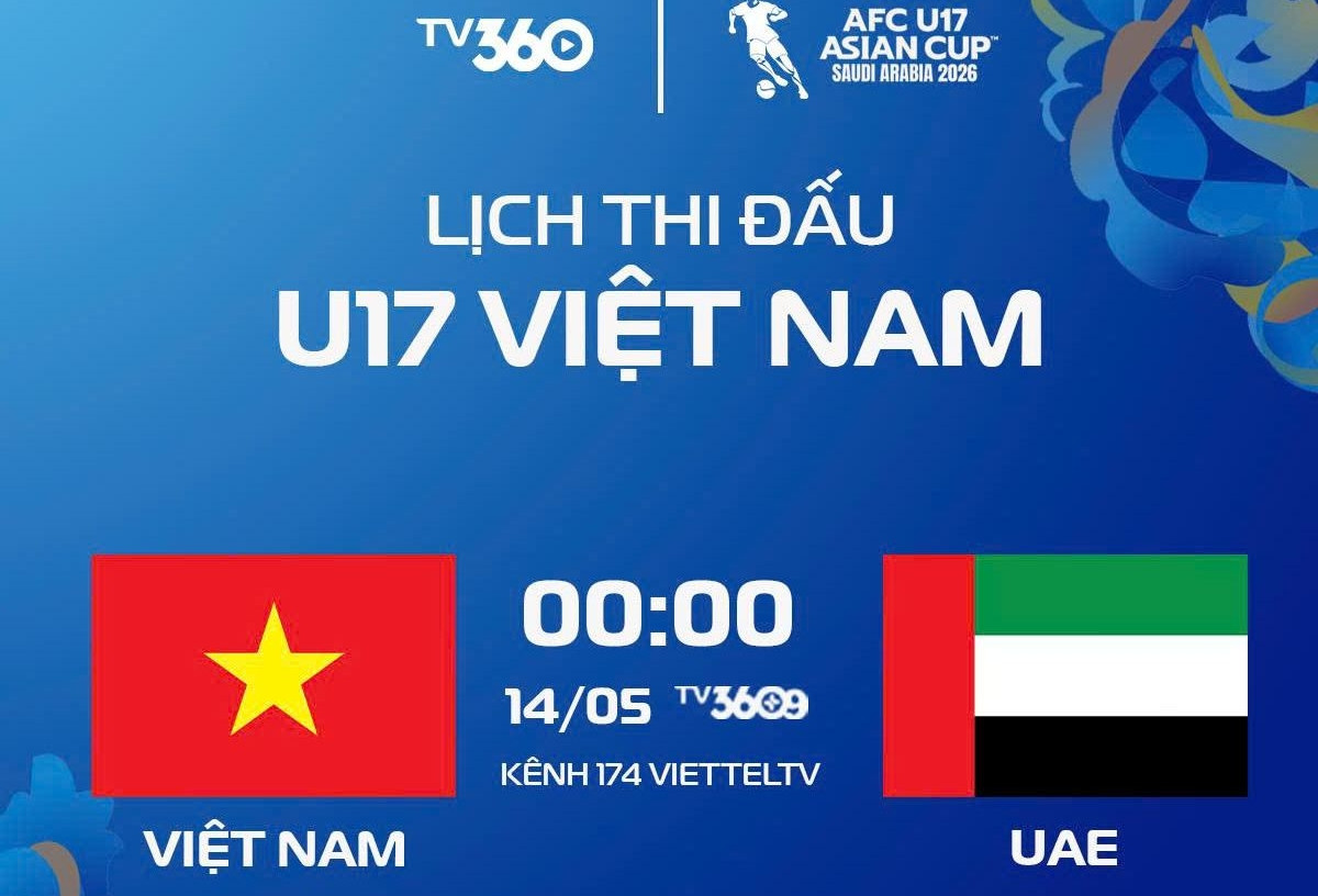 Xem trực tiếp bóng đá U17 Việt Nam vs U17 UAE ở kênh nào?
