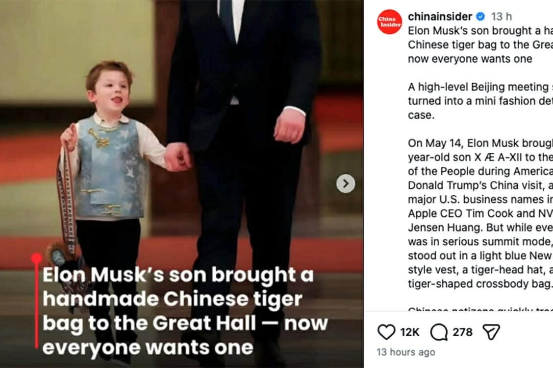 Con trai 5 tuổi của Elon Musk khiến túi đầu hổ Trung Quốc cháy hàng, hãng sản xuất nói gì?
