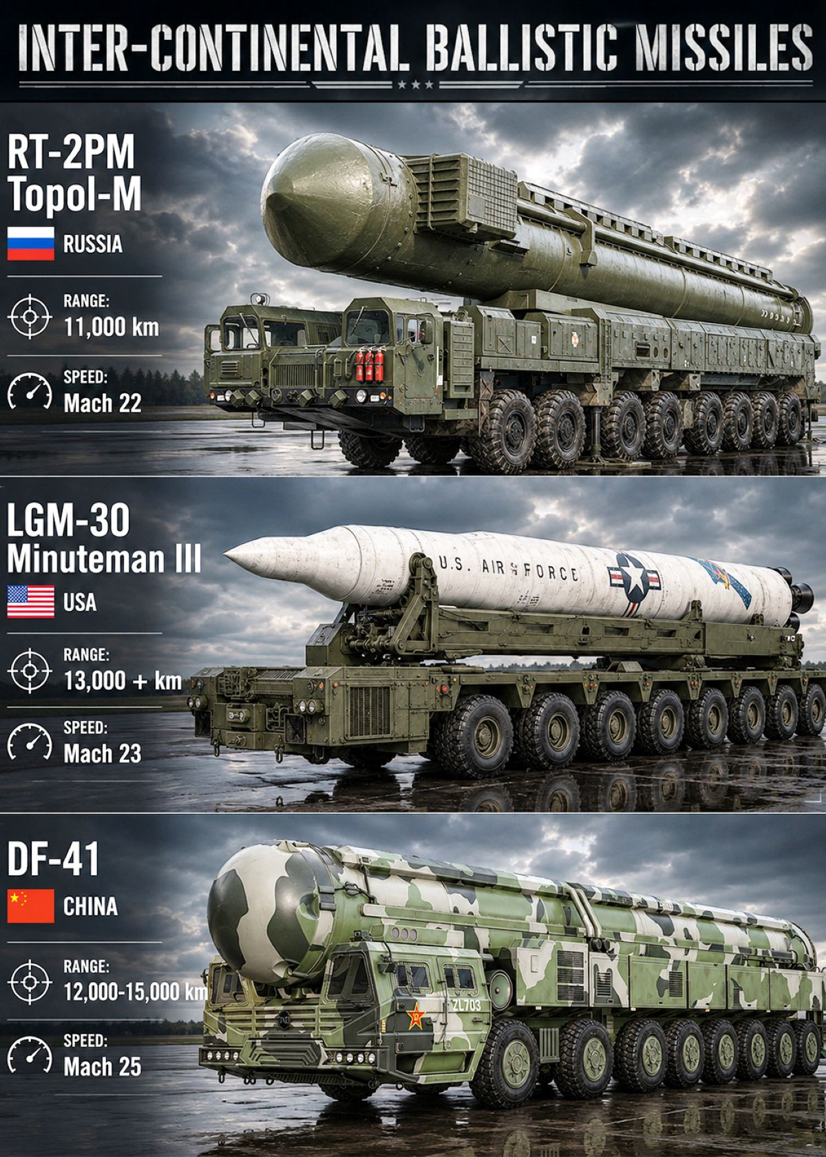 Tên lửa Topol, Minuteman, DF 41.jpg