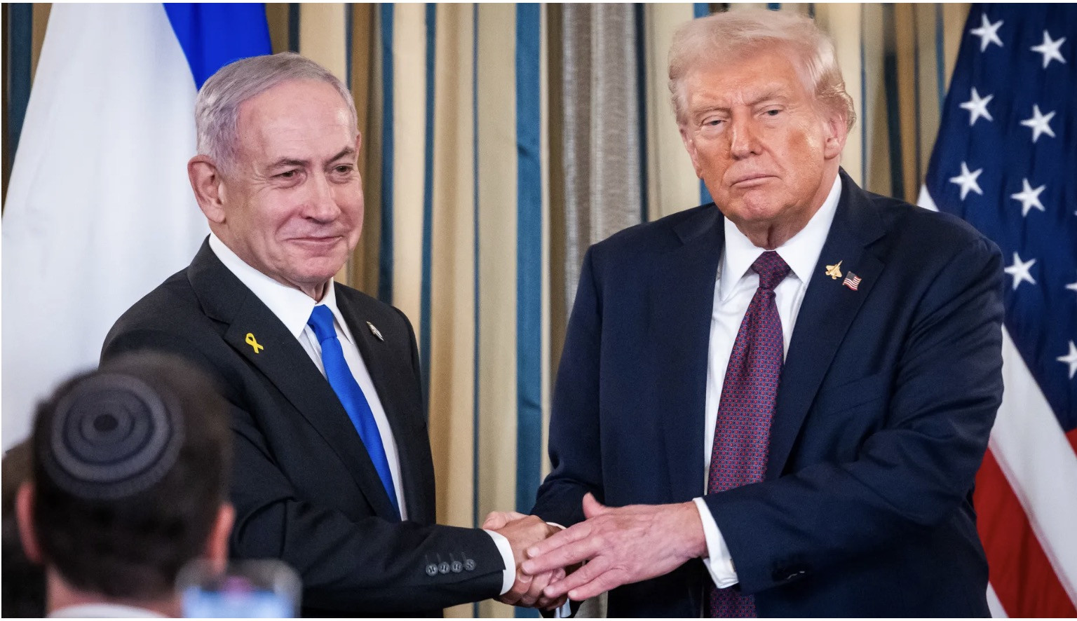 Thủ tướng Israel và Tổng thống Mỹ. Ảnh: EPA