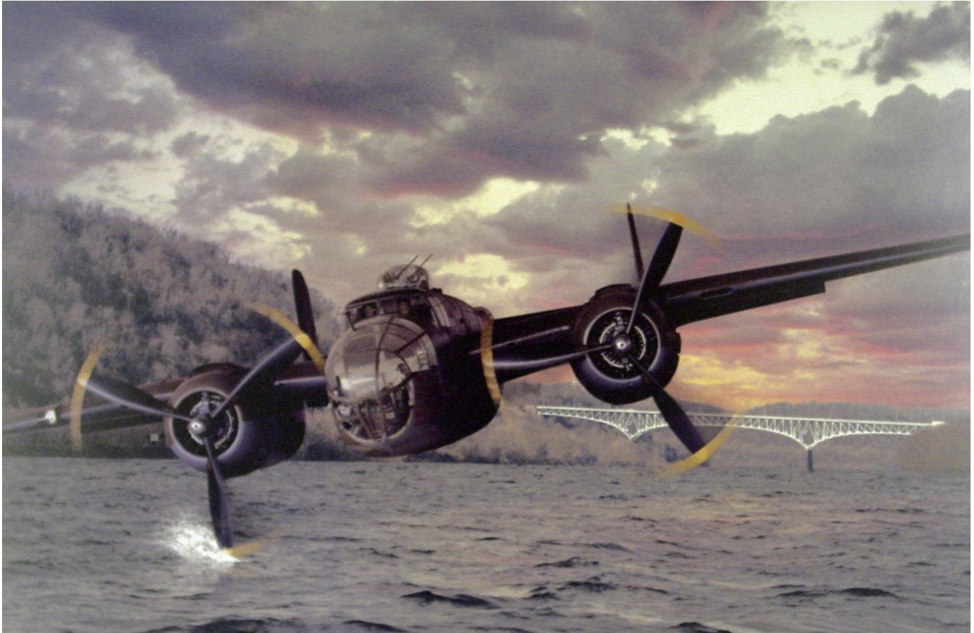 Ảnh minh họa máy bay ném bom B-25 trên sông Monongahela. Ảnh: Nhóm Phục hồi B-25.