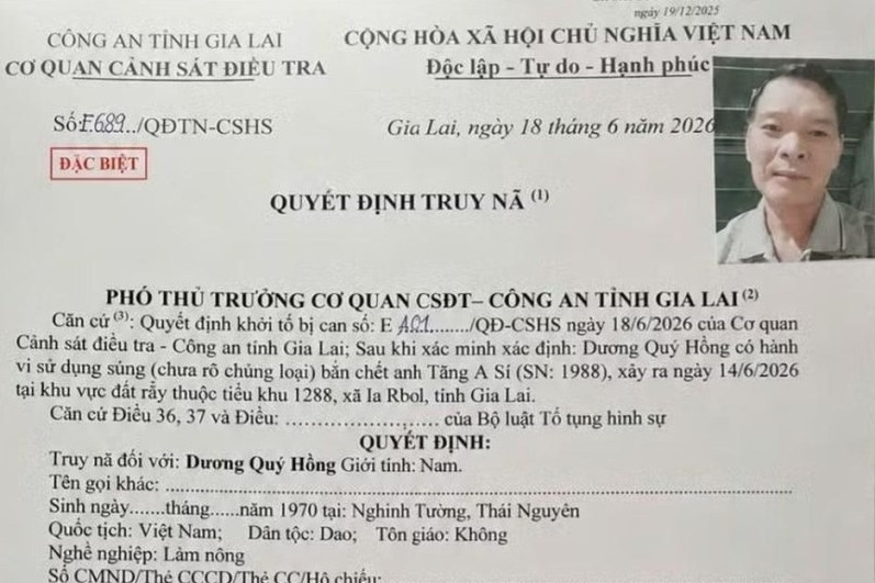Truy nã đặc biệt nghi phạm nổ súng bắn chết người rồi bỏ trốn