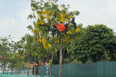 Cận cảnh Công an Hà Nội thí điểm UAV giám sát an ninh trật tự từ trên không