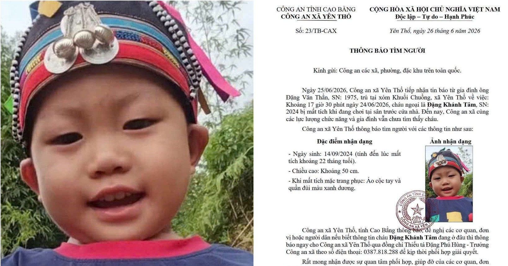 Bé trai 22 tháng tuổi mất tích bí ẩn