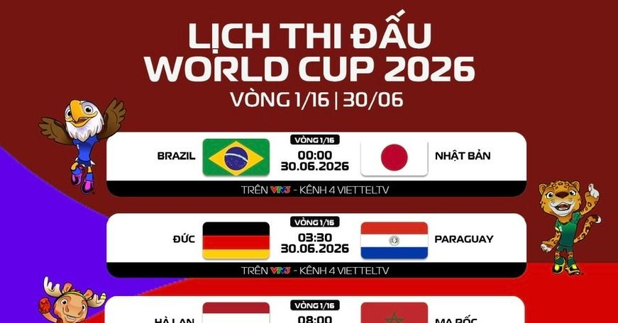 Lịch trực tiếp vòng knock-out World Cup 2026 trên VTV mới nhất