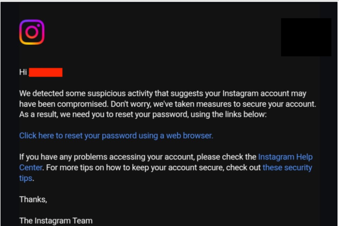 Meta gửi email cảnh báo đến người dùng Instagram