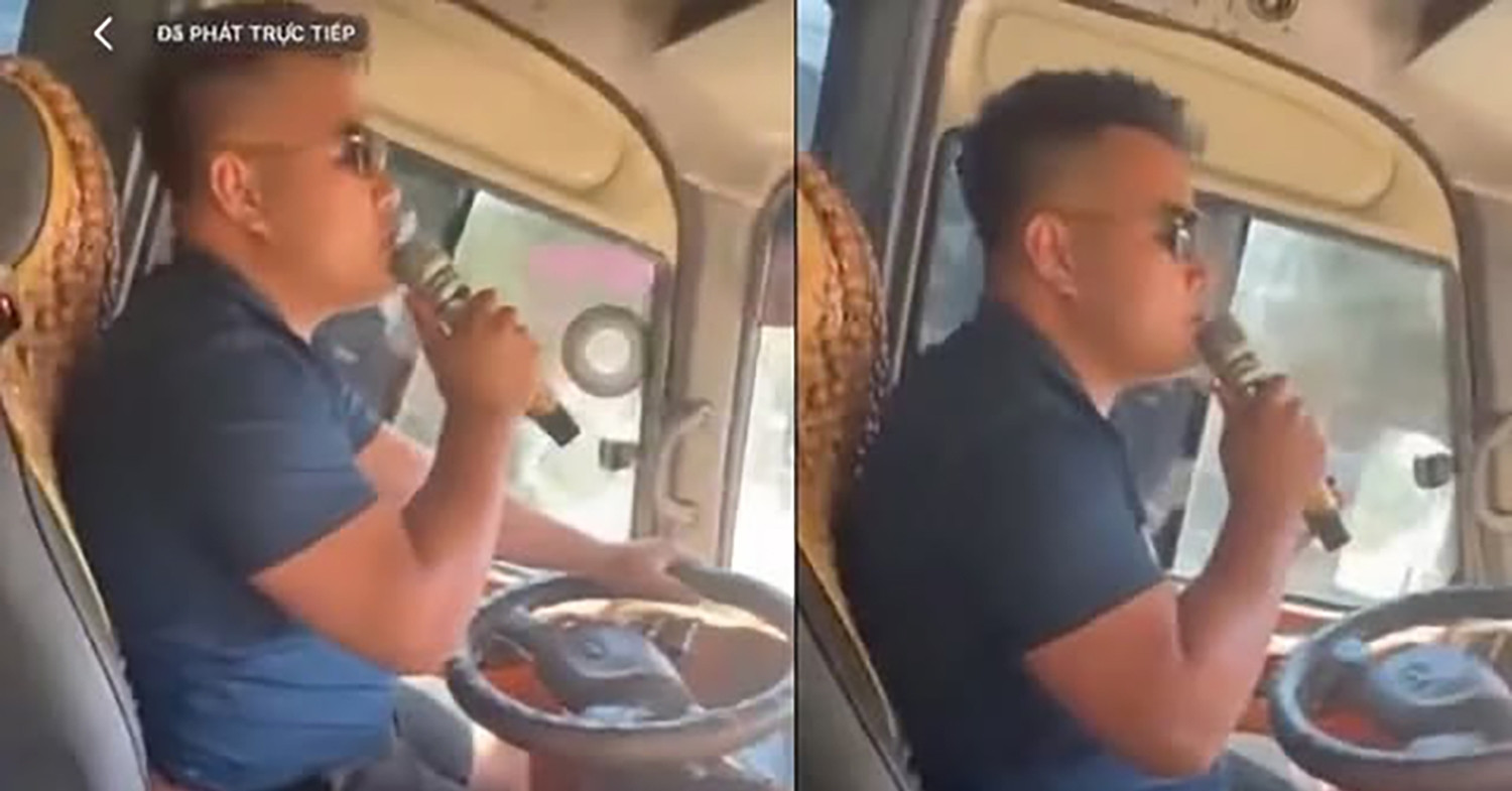 Tài xế vừa điều khiển ô tô vừa hát karaoke