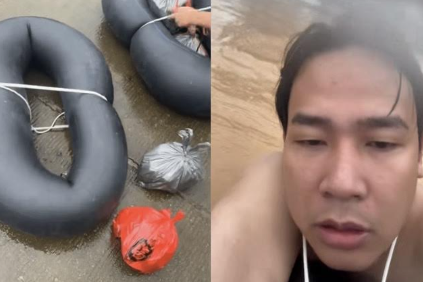 Con trai ôm lốp xe bơi hơn 3 giờ giữa lũ dữ để tìm cha mẹ