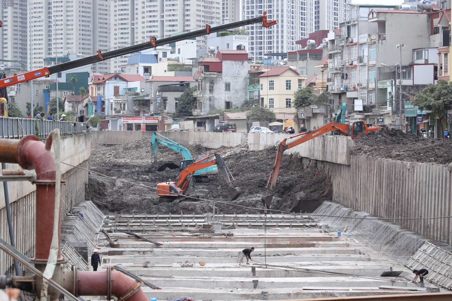 Cận cảnh công trường dự án kênh tiêu thoát nước nghìn tỷ ở Hà Nội