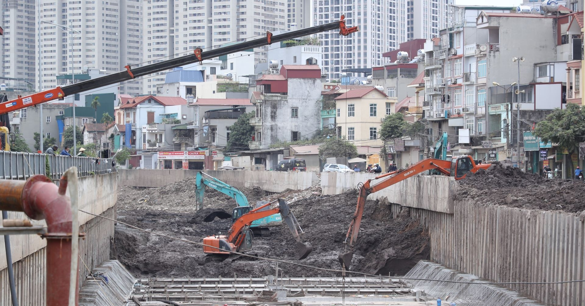 Cận cảnh công trường dự án kênh tiêu thoát nước nghìn tỷ ở Hà Nội