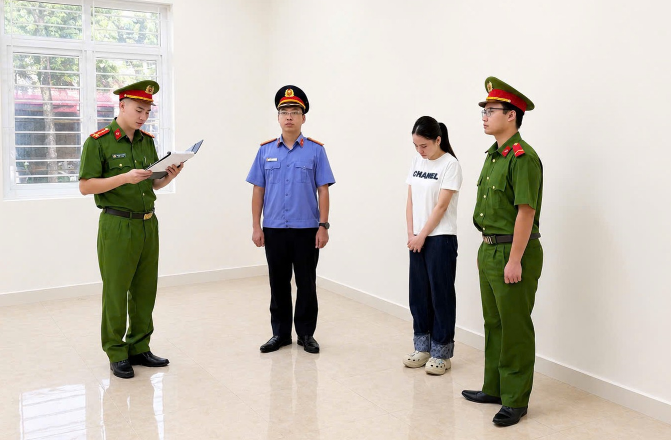 Cơ quan Cảnh sát điều tra tống đạt quyết định và lệnh đối với Phạm Thị Huyền..png