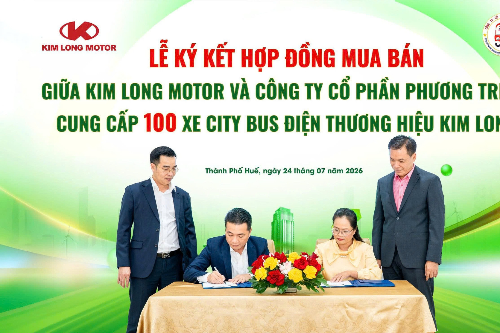 Kim Long Motor cung cấp 100 xe buýt điện cho Phương Trinh Buslines