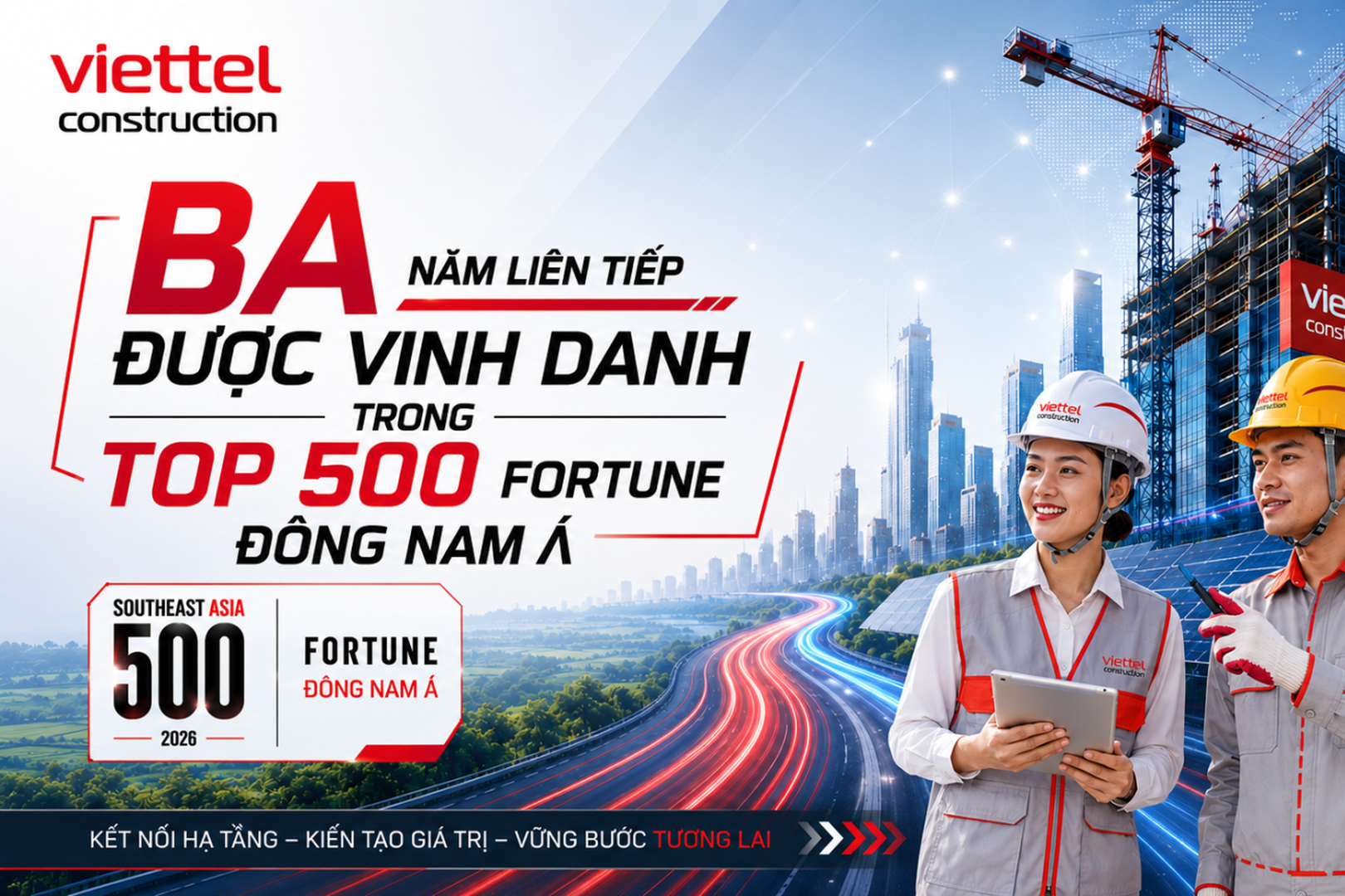Viettel Construction thăng hạng trong Top 500 doanh nghiệp lớn nhất Đông Nam Á