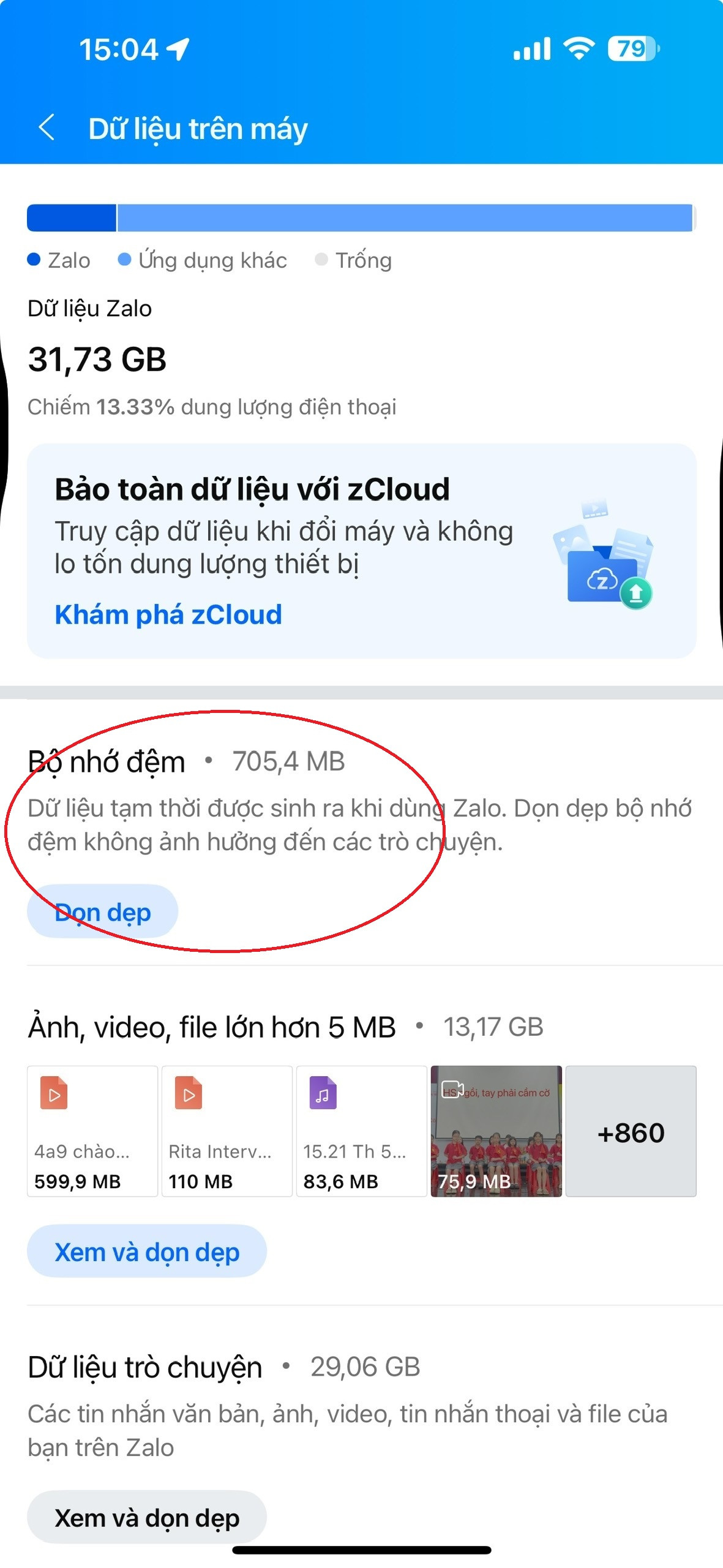 bo nho dem zalo
