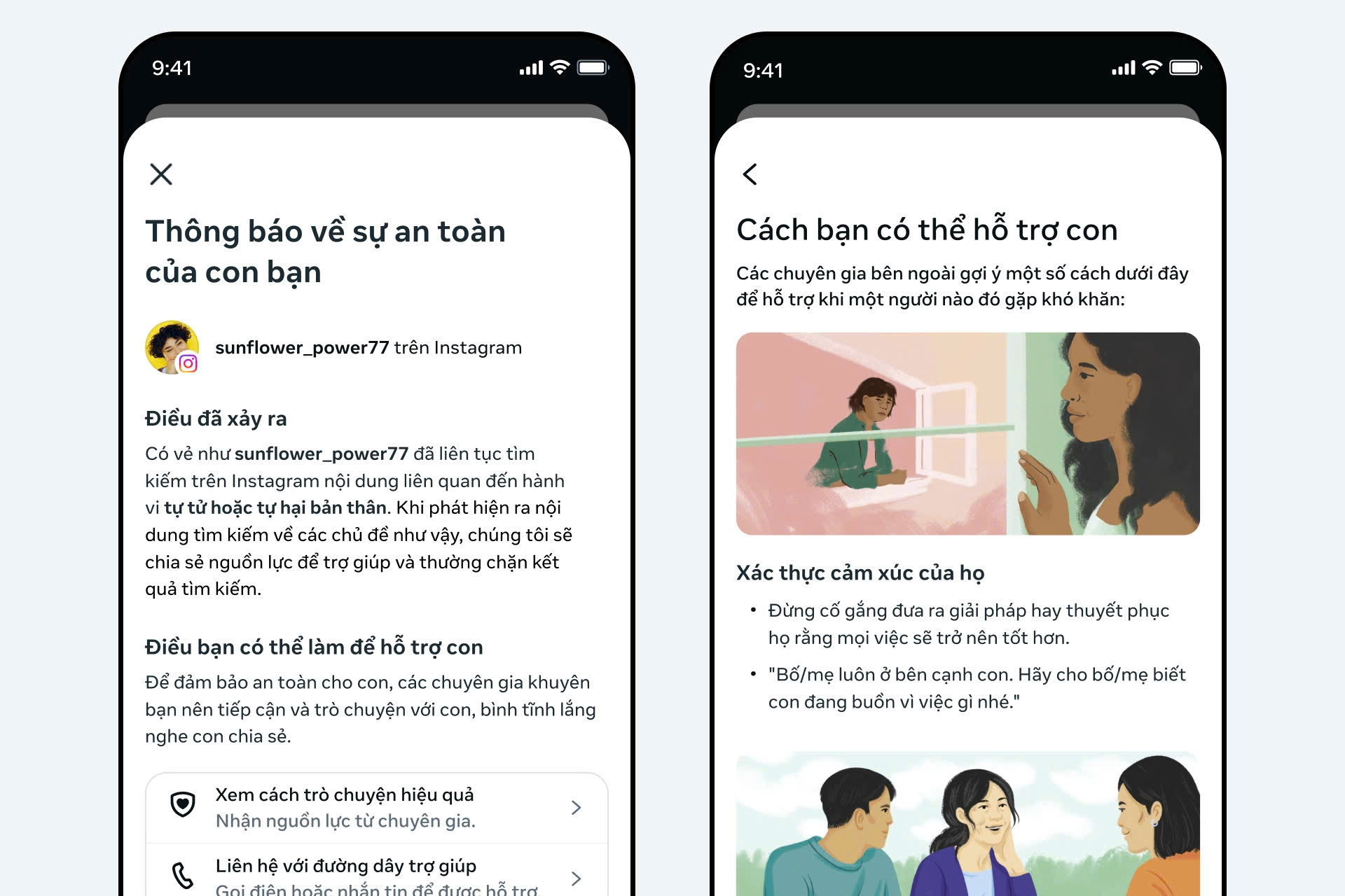 Instagram cảnh báo phụ huynh Việt Nam khi con tìm kiếm nội dung tự tử