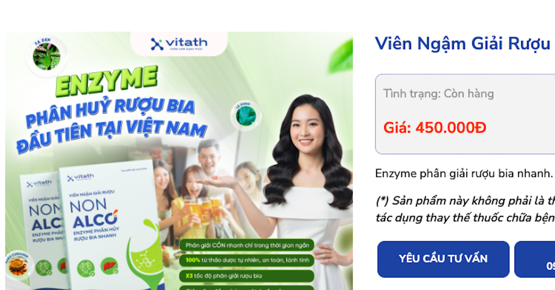 Bộ Y tế yêu cầu kiểm tra quảng cáo viên ngậm giải rượu Non Alco