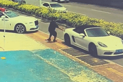 Hai người đàn ông 'lấy cả thân mình' ngăn chiếc Porsche trôi vào xe Rolls-Royce