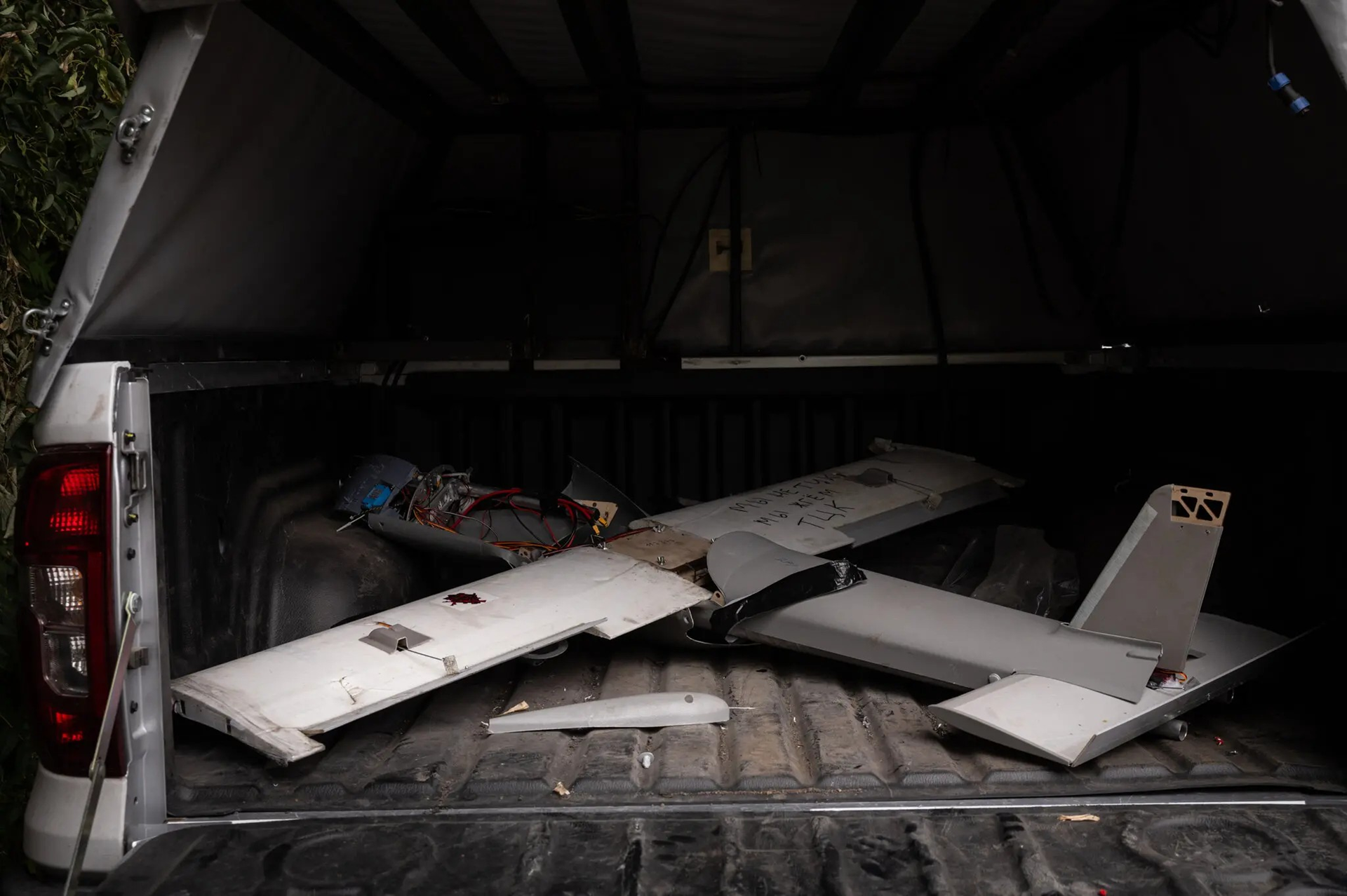 A fixed-wing Russia drone that Ukrainian officials say was guided by an Nvidia module. The weapon is a new step in the use of A.I. in combat.