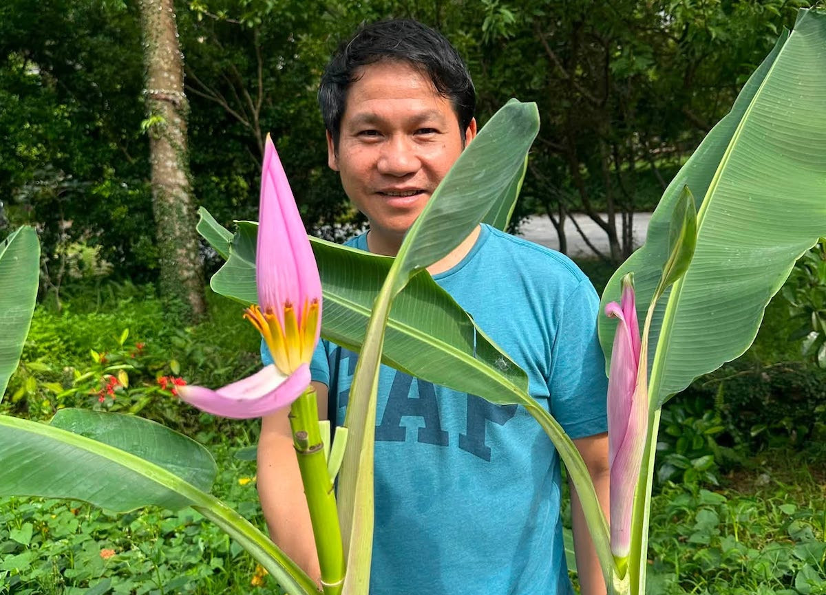 Trọng Tấn khoe hoa chuối độc lạ, vợ NSND Công Lý đăng ảnh hài hước bên chồng